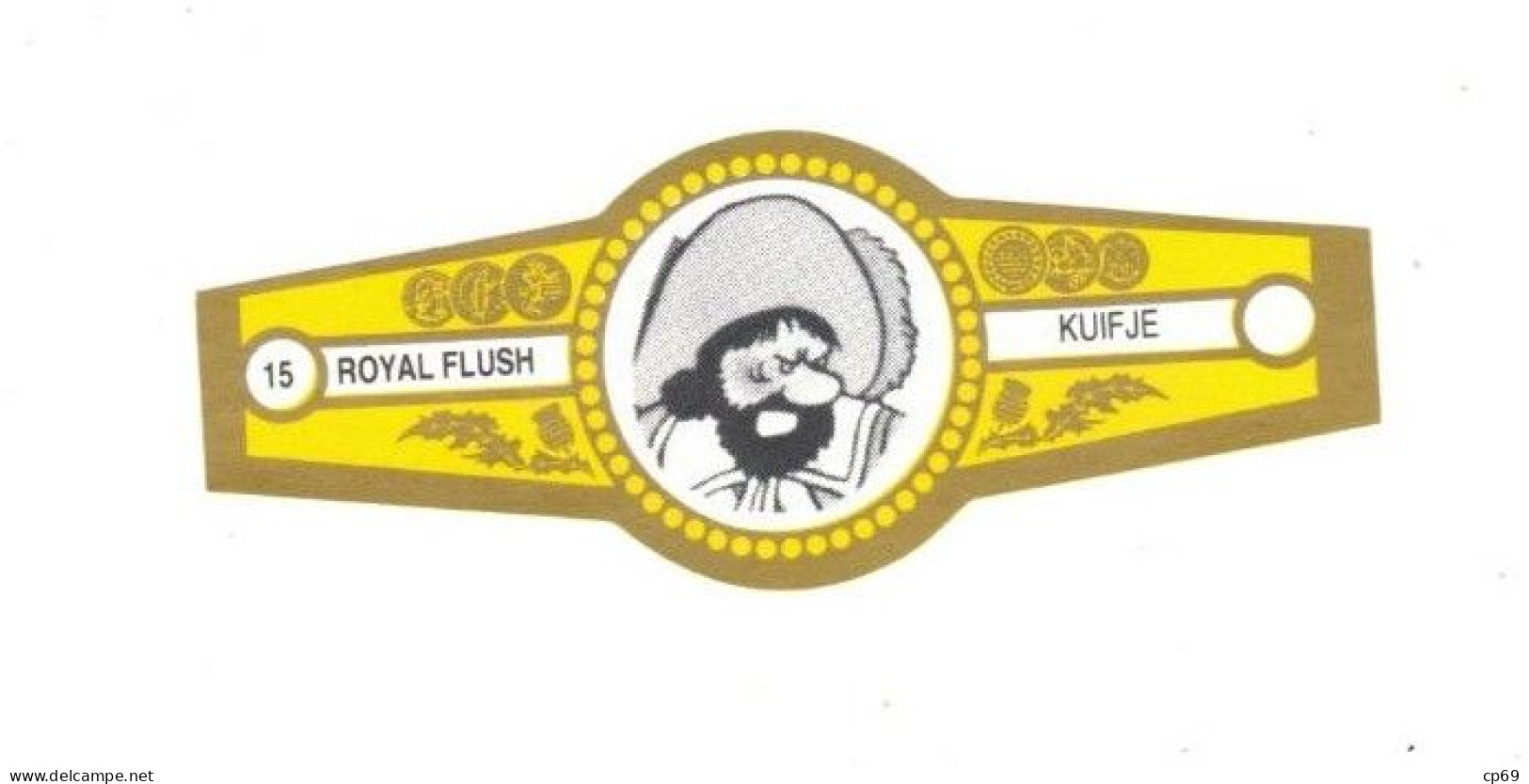 15) Bague De Cigare Série Tintin Jaune Dorée Royal Flush Kuifje Chevalier François De Hadoque En Superbe.Etat - Objetos Publicitarios