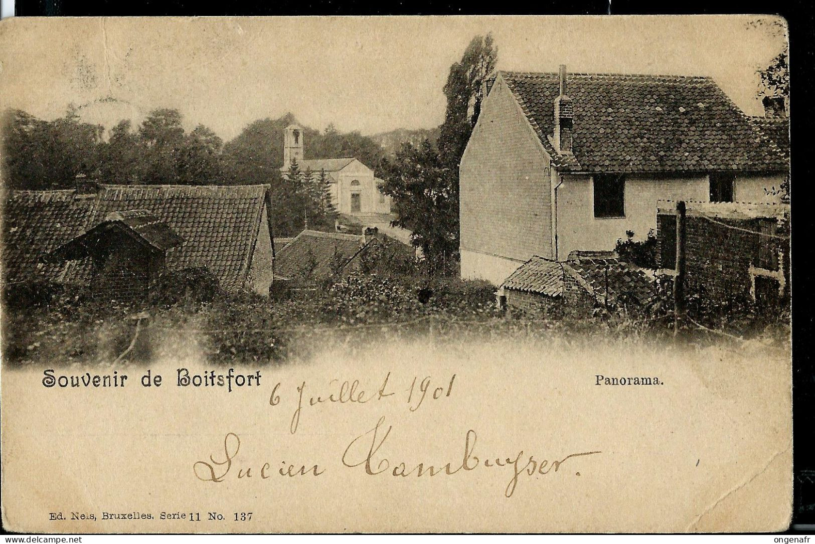 Carte écrite: 06/07/1901 : Souvenir De Boitsfort - Panorama - Watermael-Boitsfort - Watermaal-Bosvoorde