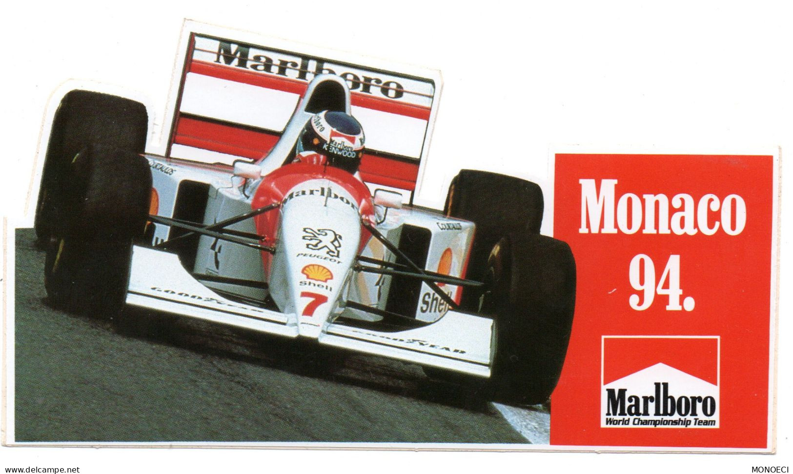 MONACO -- MONTE CARLO --  Autocollant Marlboro F 1 Monaco 1994 - Car Racing - F1