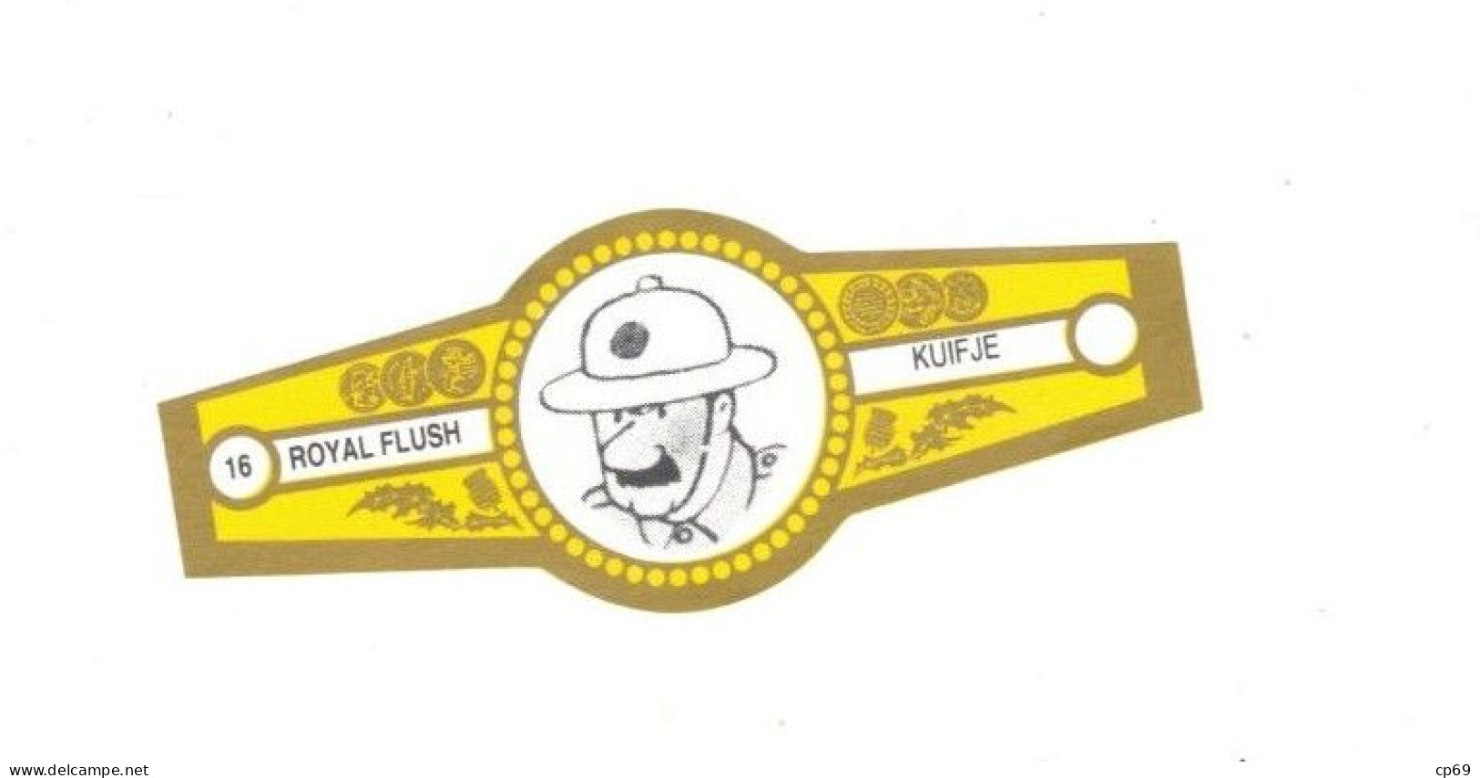 16) Bague De Cigare Série Tintin Jaune Dorée Royal Flush Kuifje Police Judiciaire En Superbe.Etat - Objets Publicitaires