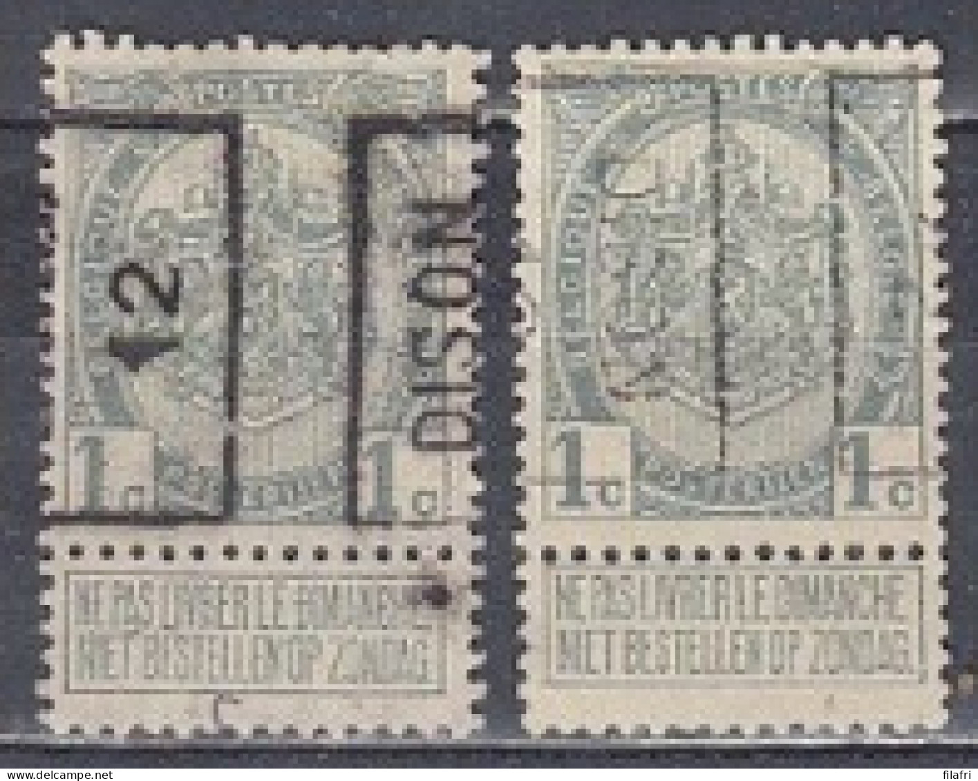 1824 Voorafstempeling Op Nr 81 - DISON 12 - Positie A & B - Roulettes 1900-09