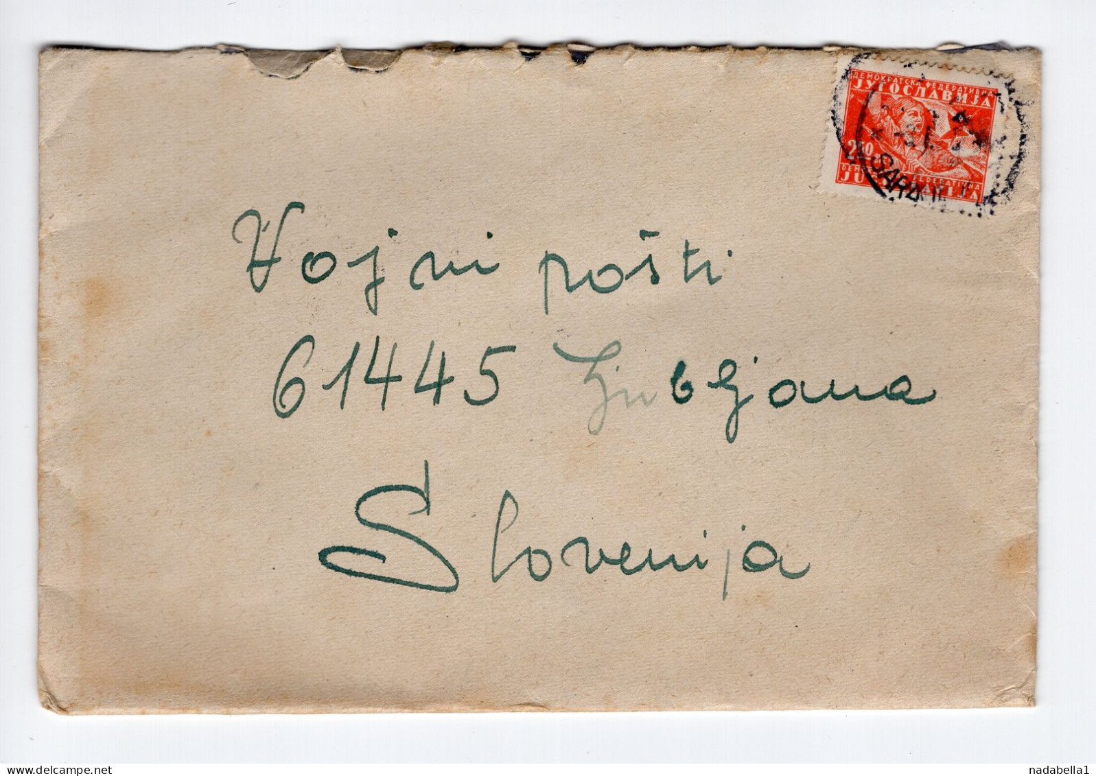 1948. YUGOSLAVIA,SARAJEVO TO SLOVENIA,LJUBLJANA MILITARY POST,COVER - Covers & Documents