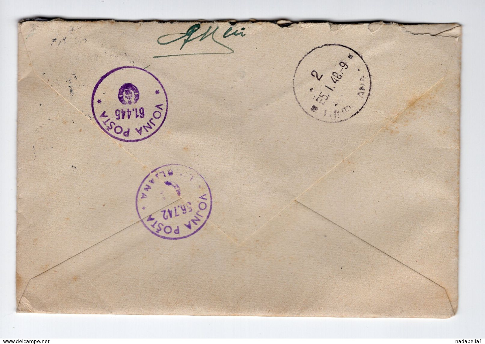 1948. YUGOSLAVIA,SARAJEVO TO SLOVENIA,LJUBLJANA MILITARY POST,COVER - Lettres & Documents