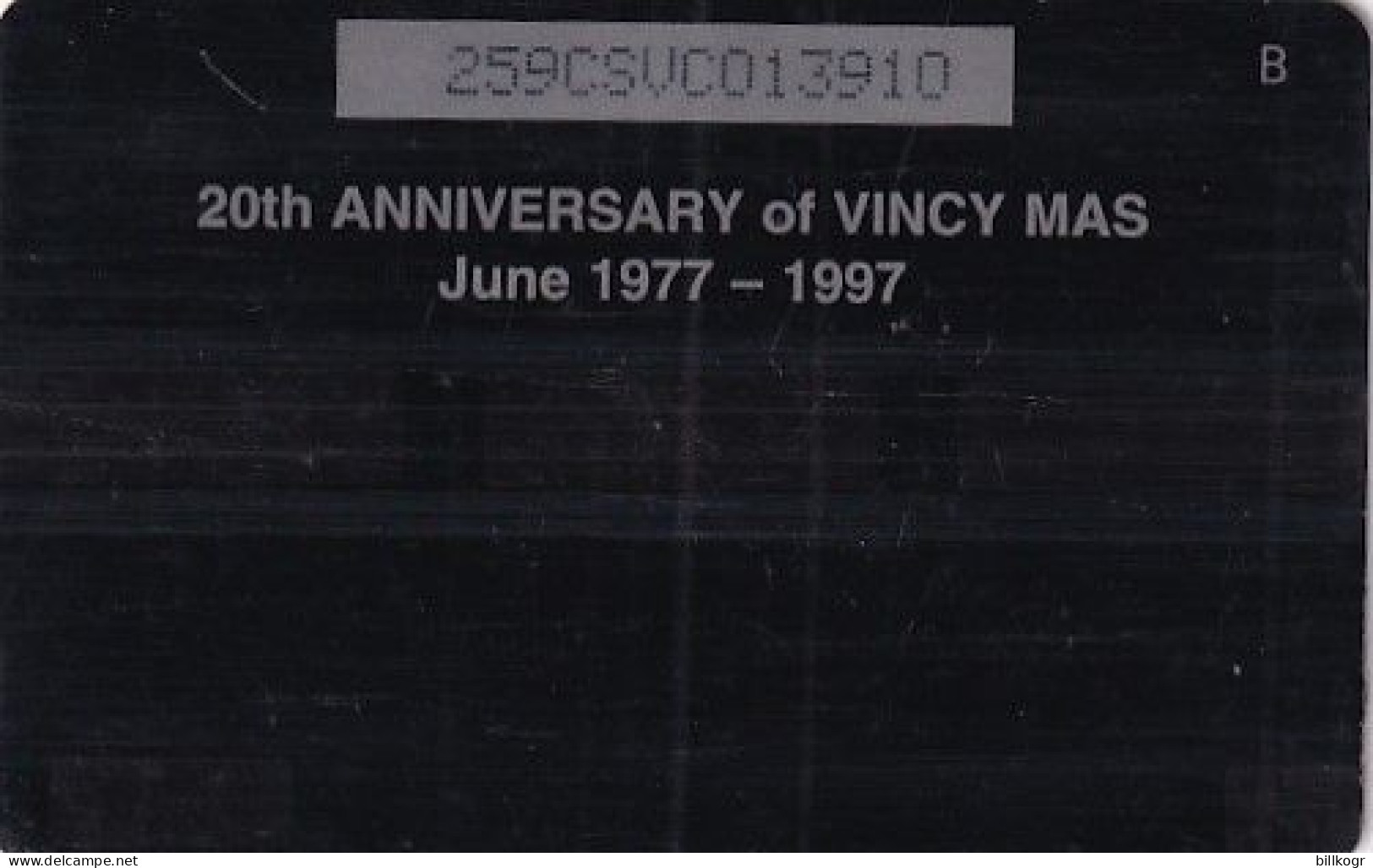 ST. VINCENT & THE GRENADINES(GPT) - 20th Anniversary Of Vincy Mas, CN : 259CSVC/B, Tirage 10000, Used - Saint-Vincent-et-les-Grenadines