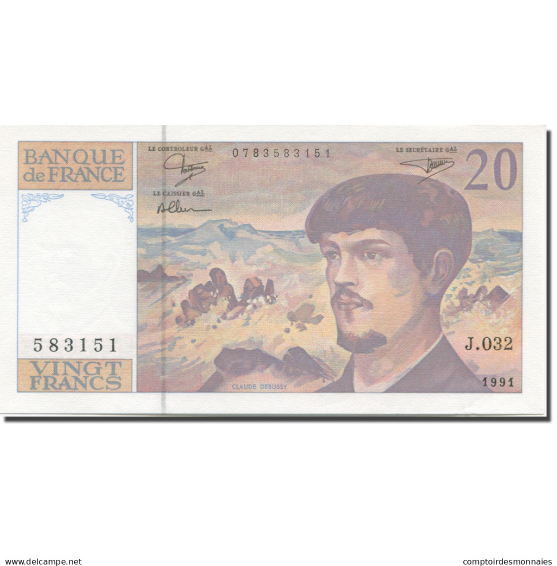 France, 20 Francs, Debussy, 1991, NEUF, Fayette:66Bis.2, KM:151e - 20 F 1980-1997 ''Debussy''