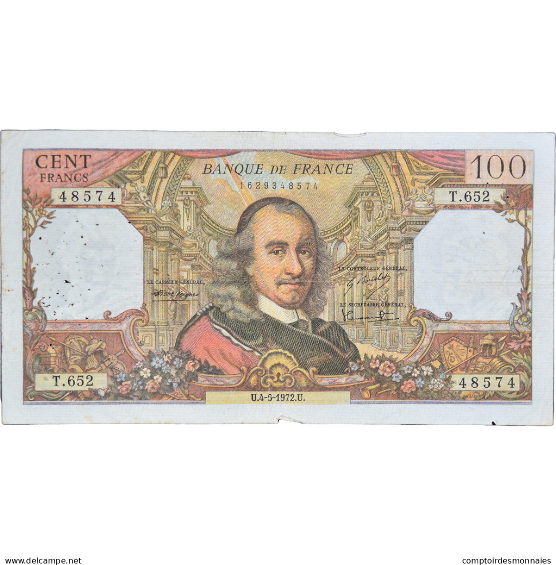 France, 100 Francs, 1972, T.65248574, TB, Fayette:65.39, KM:149d - 100 F 1964-1979 ''Corneille''