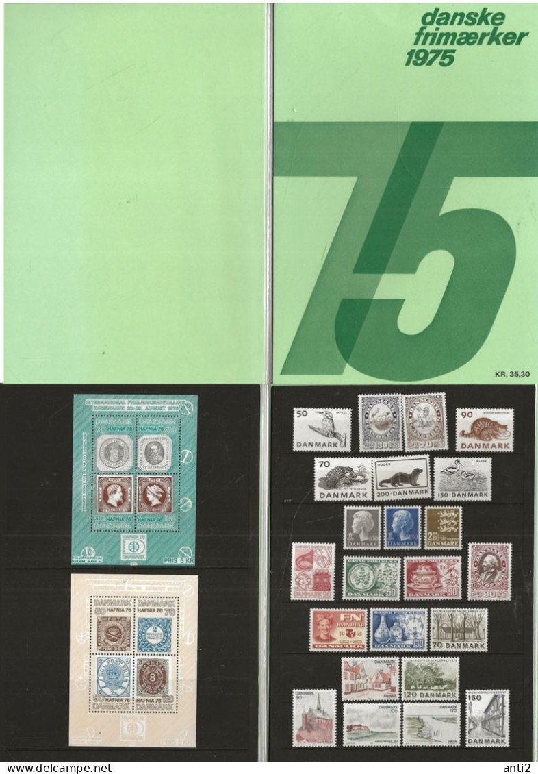 Denmark 1975 Year Set Of All Stamps Issued 1975   Mi 571-610   Bloc 1-2 MNH(**) - Nuevos