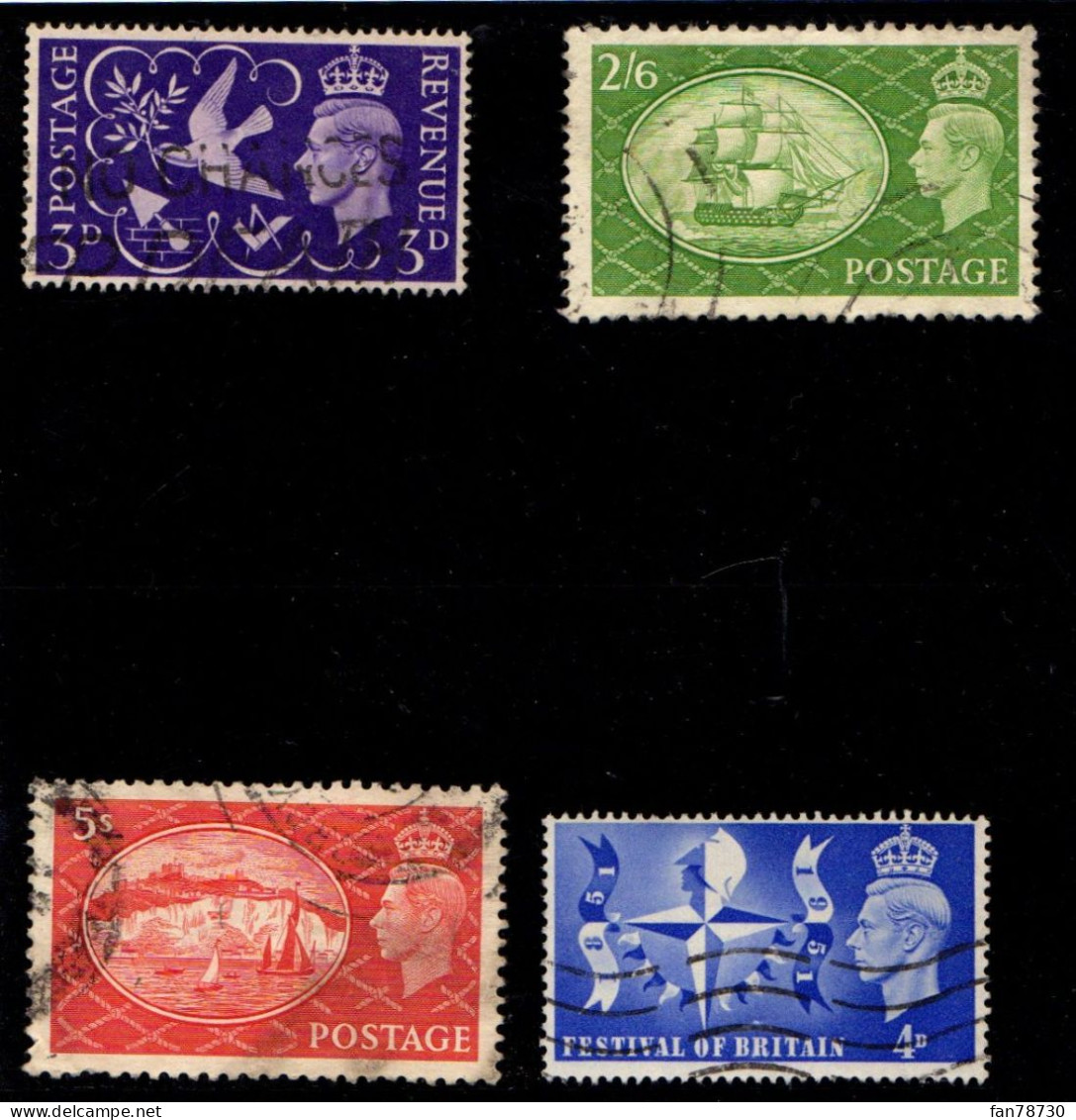 Grande Bretagne 1946/51 - Y&T 236, 256, 257 Et 261 - (Oblitérés) Roi George VI - Frais Du Site Déduits - Used Stamps