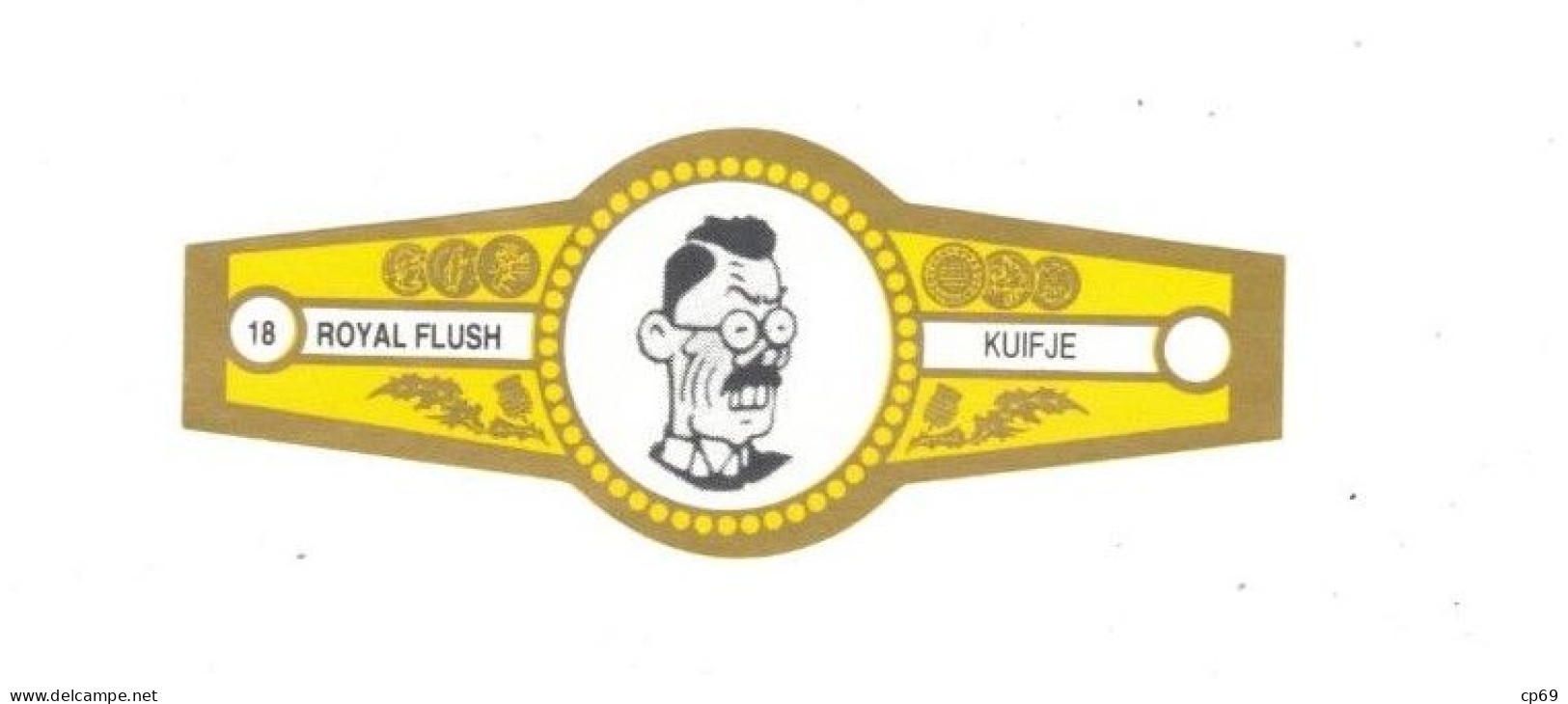 18) Bague De Cigare Série Tintin Jaune Dorée Royal Flush Kuifje Mitsuhirato Asie Asiatique En Superbe.Etat - Objets Publicitaires