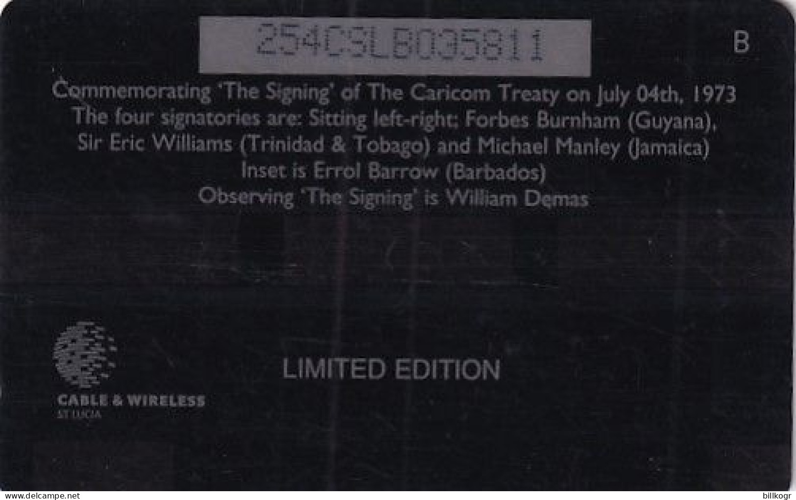 ST. LUCIA ISL.(GPT) - "The Singing" Of The Caricom Treaty, CN : 254CSLB/B, Tirage %40000, Used - Sainte Lucie