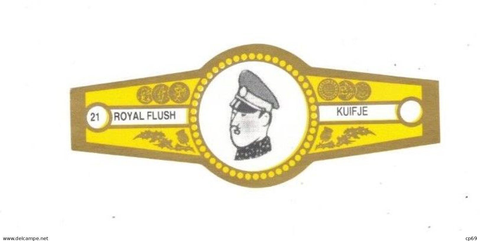 21) Bague De Cigare Série Tintin Jaune Dorée Royal Flush Kuifje Le Roi Muskar XII The King En Superbe.Etat - Objets Publicitaires