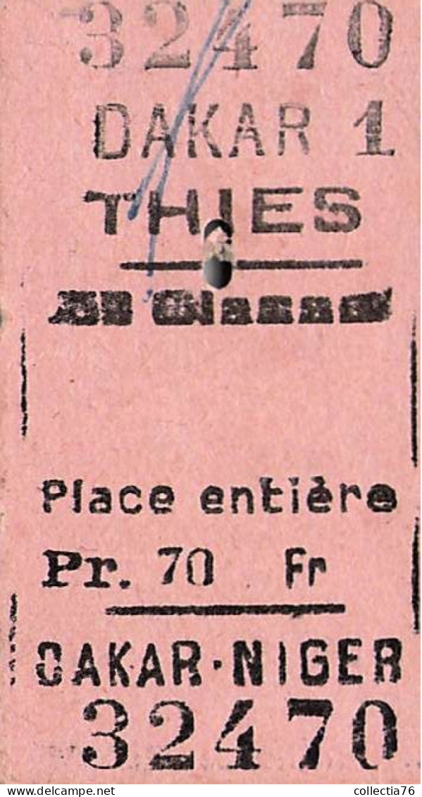 VIEUX PAPIERS TICKET TRANSPORT AFRIQUE SENEGAL TRAIN DAKAR THIES 3 X 6 CM - Wereld