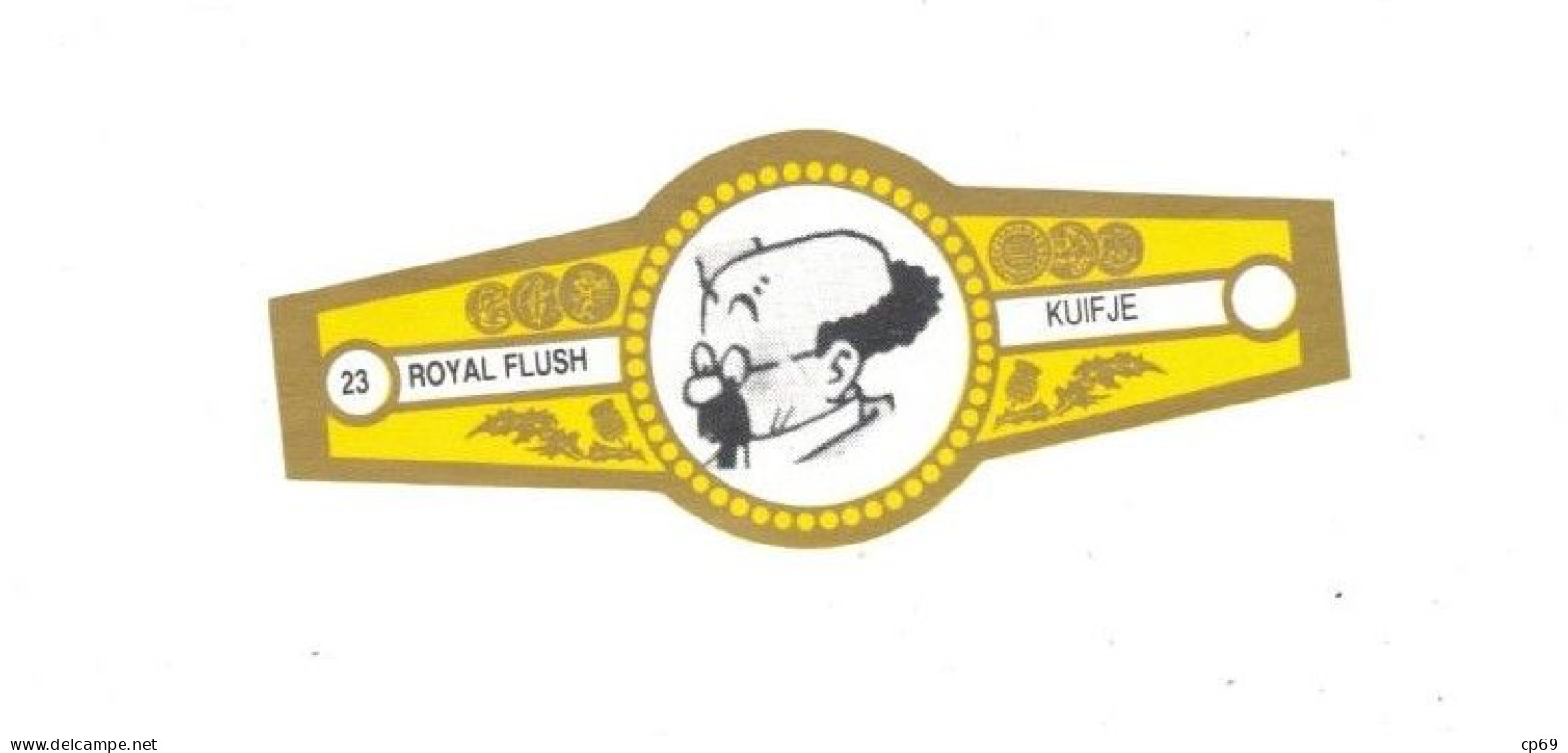 23) Bague De Cigare Série Tintin Jaune Dorée Royal Flush Kuifje Professeur Tournesol En Superbe.Etat - Objets Publicitaires