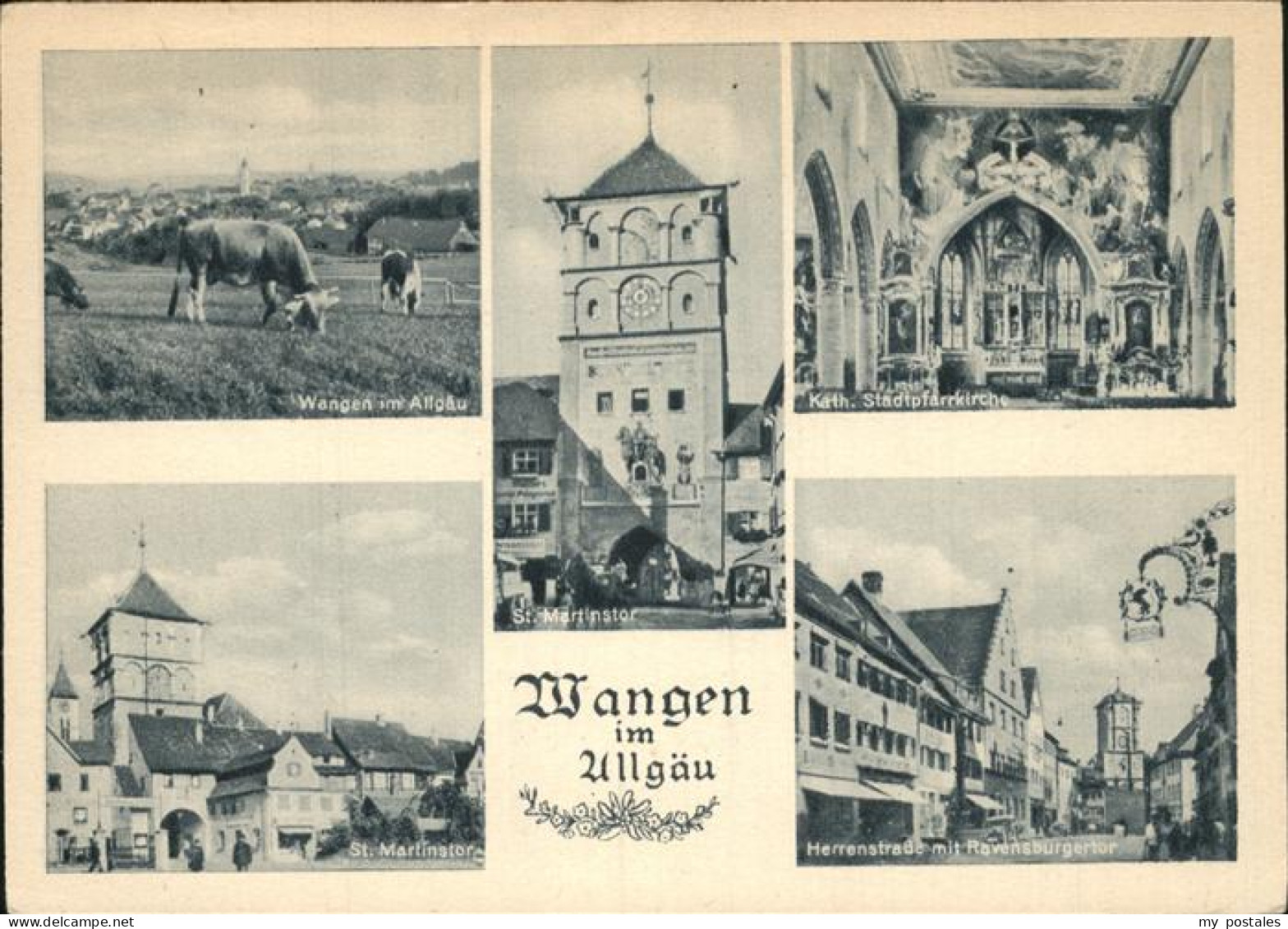 41228792 Wangen Allgaeu Herrenstrasse Ravensburgertor St Matinstor Kuehe Kirche  - Wangen I. Allg.