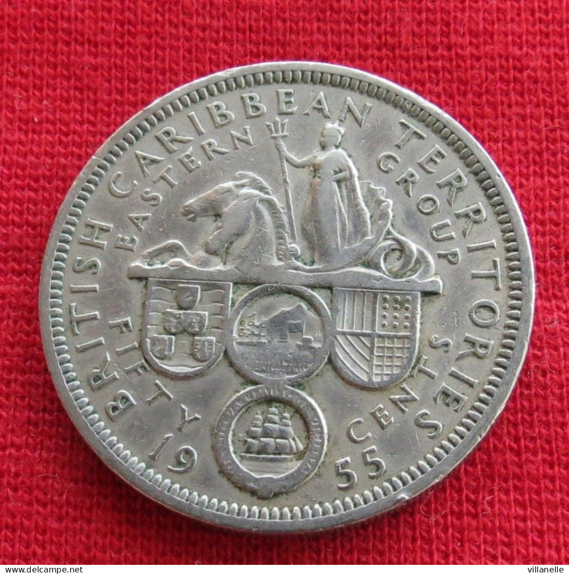 East Caribbean States 50 Cents 1955 KM# 7 *V1T  British Caribbean Territories Caraibas Caraibes Orientales Eastern - British Caribbean Territories