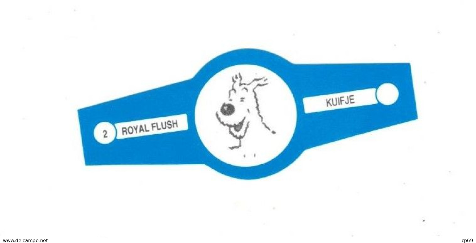 2) Bague De Cigare Série Tintin Bleue Blanche Royal Flush Kuifje Milou Chien Dog Cane En Superbe.Etat - Objets Publicitaires
