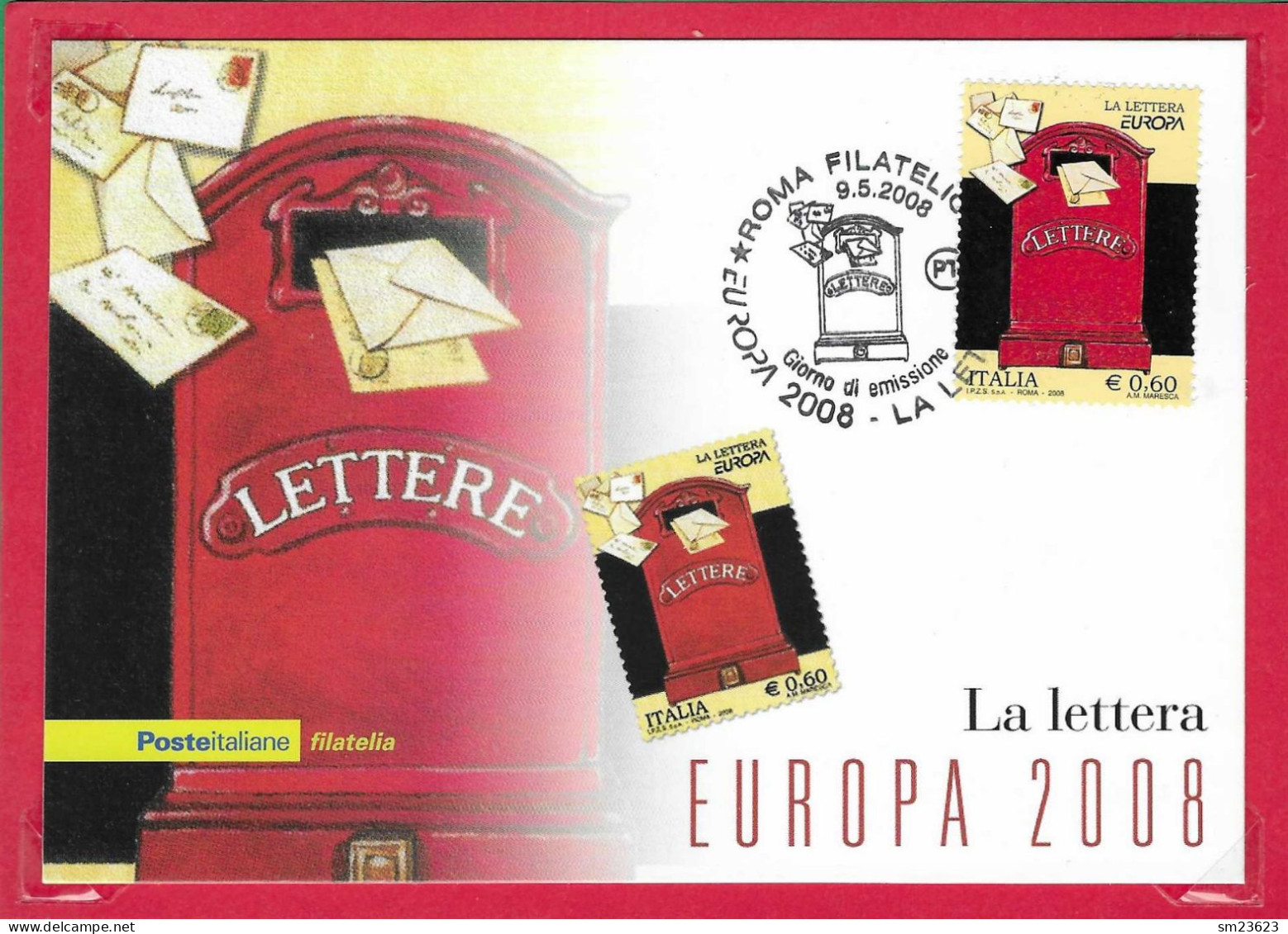Italien / Italia  2008  Mi.Nr. 3240 , EUROPA CEPT  Der Brief - Maximum Card - ROMA 9.5.2008 - 2008