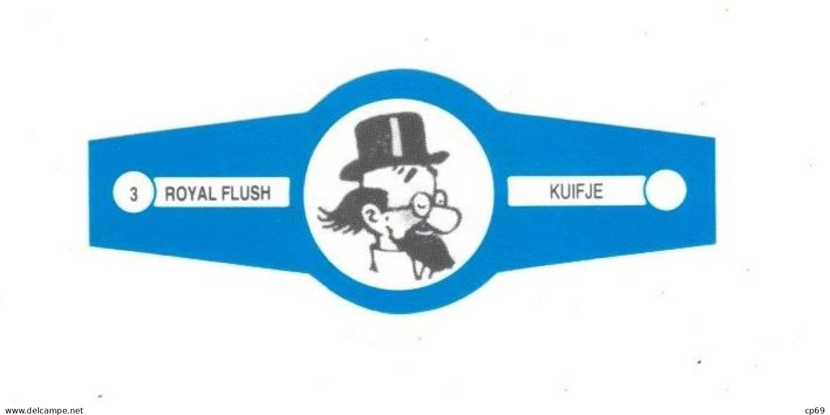 3) Bague De Cigare Série Tintin Bleue Blanche Royal Flush Kuifje Le Professeur Siclone En Superbe.Etat - Objets Publicitaires