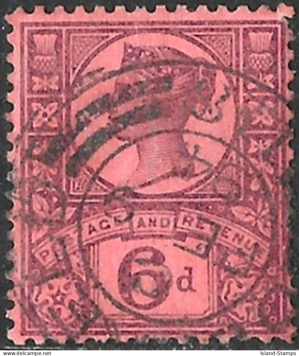 QV SG208 Jubilee 6d Purple Rose-Red Used - Used Stamps
