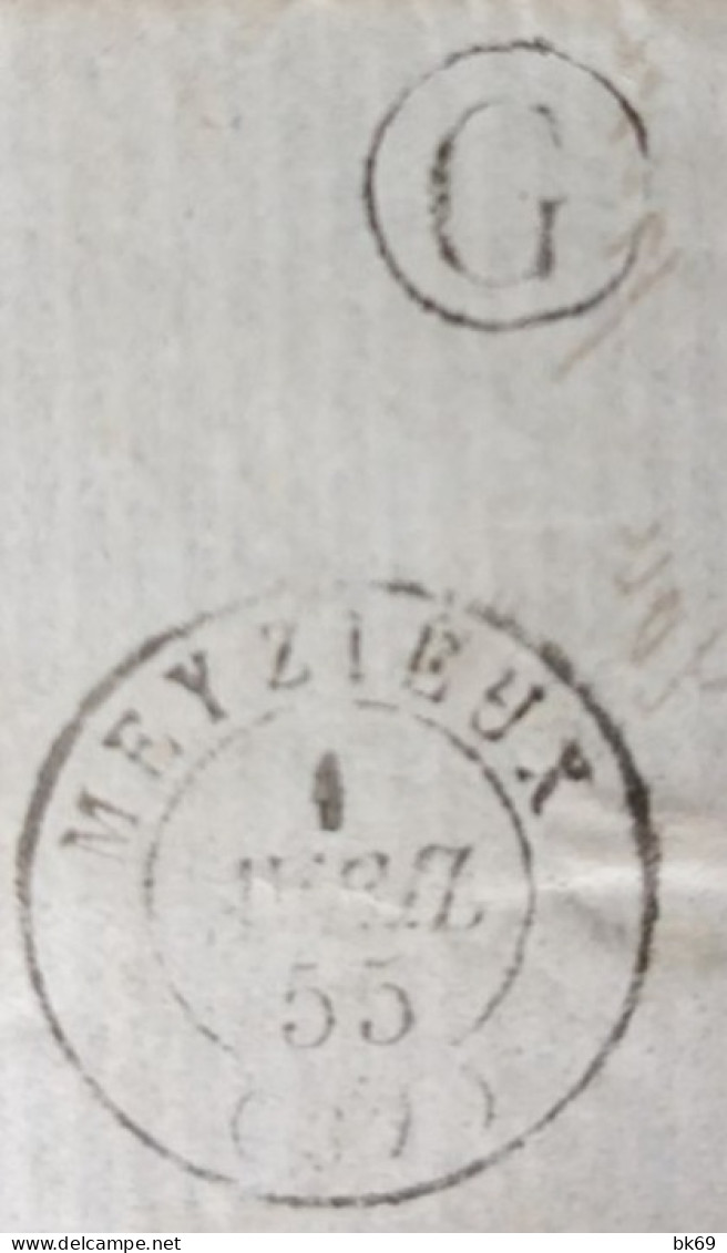 Meyzieux Ob. Petits Chiffres 1987 Du 1 Avril 1855 Pour Lyon, Meyzieu - 1849-1876: Periodo Clásico