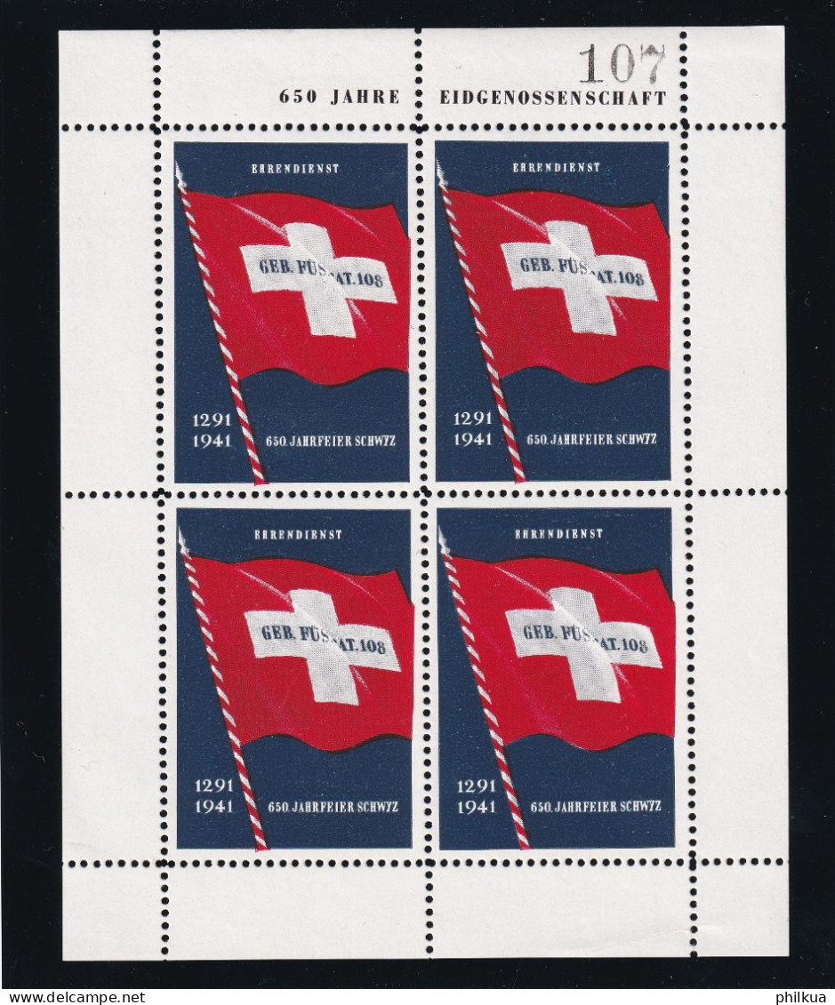 Infantrie 542 Gezähnter Block Mit Inschrift - Geb. Füs. Bat. 108 - Postfrisch/**/MNH - Vignetten