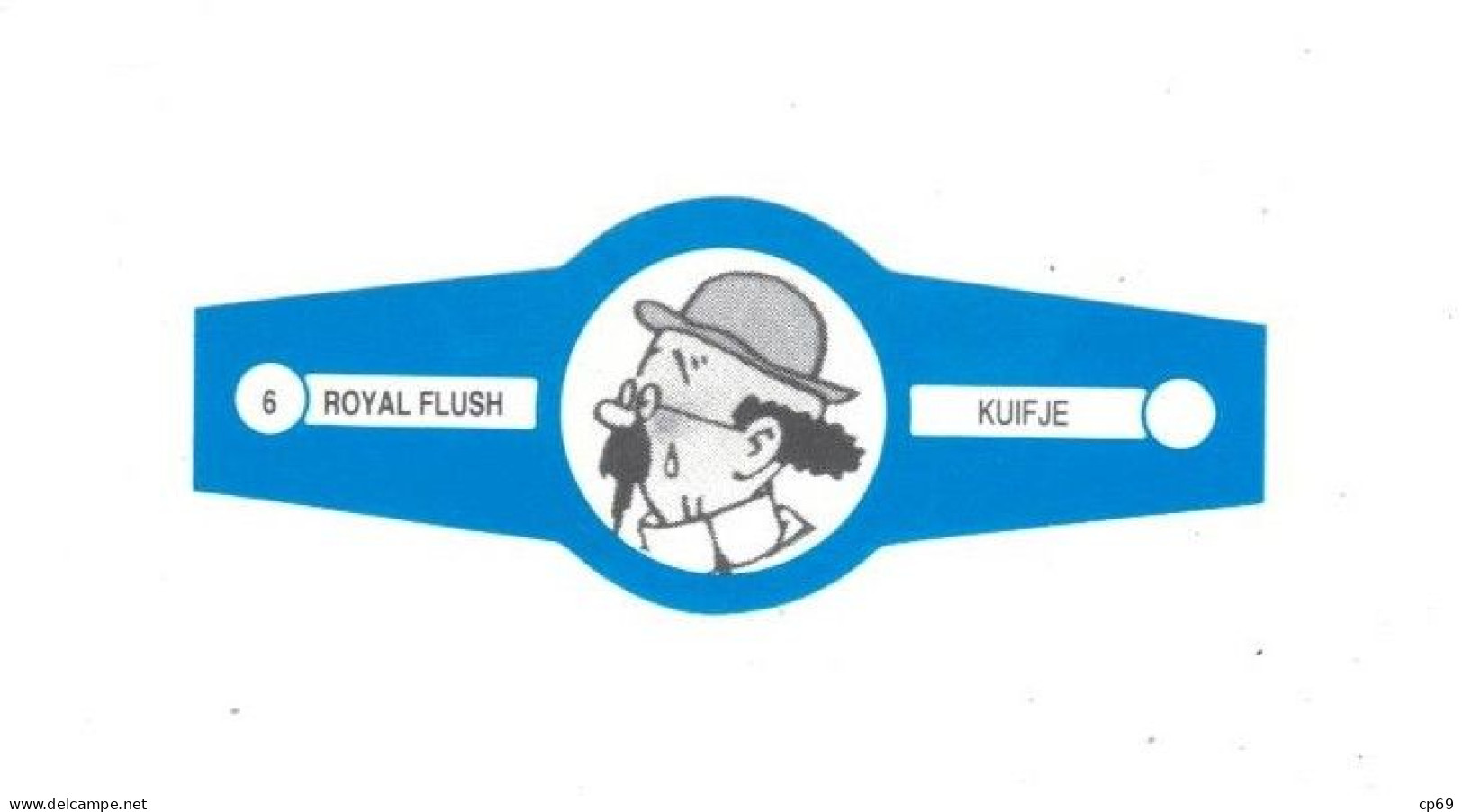 6) Bague De Cigare Série Tintin Bleue Blanche Royal Flush Kuifje Professeur Tournesol En Superbe.Etat - Advertisement