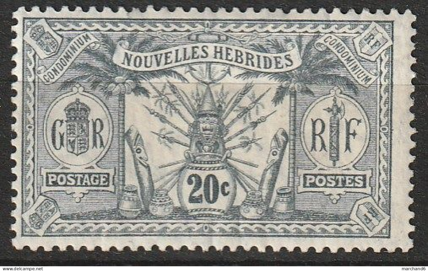 Nouvelles Hébrides Idole Indigène 1911/1912  N°29 Neuf* - Nuevos