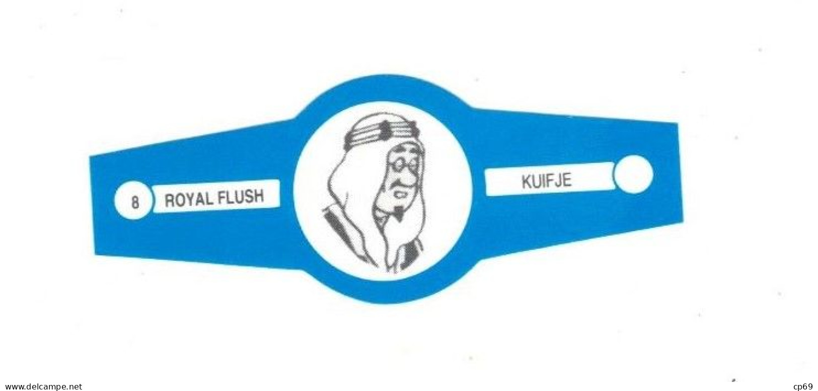 8) Bague De Cigare Série Tintin Bleue Blanche Royal Flush Kuifje Mohammed Ben Kalish Ezab Superbe.Etat - Objets Publicitaires