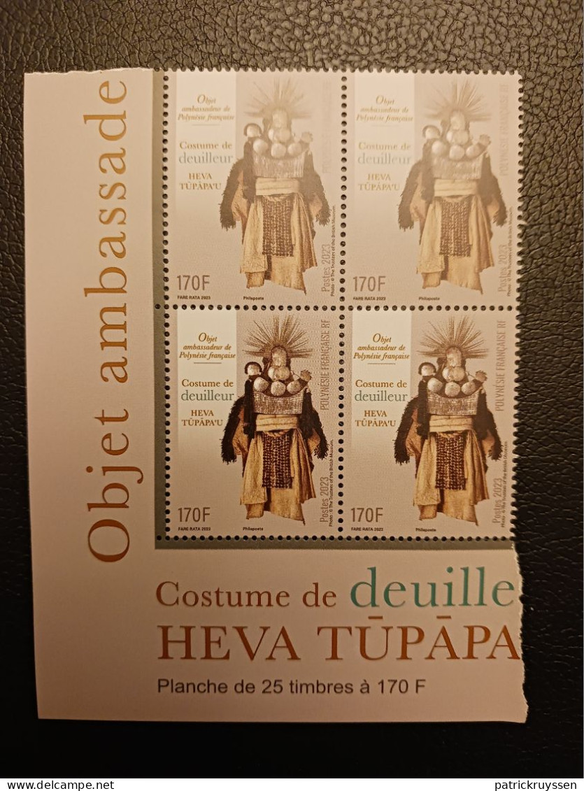 Polynesia 2023 Polynesie Traditional Mourning Costume Clothing Cloth Deuil Deuiller 4v Mnh BLOC INF LEFT  DEUILL - Unused Stamps