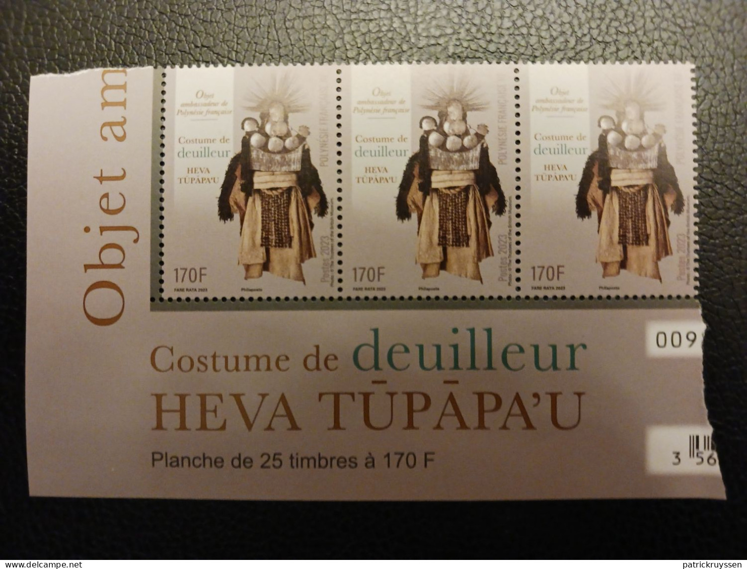 Polynesia 2023 Polynesie Traditional Mourning Costume Clothing Cloth Deuil Deuiller 3v Mnh STRIP INF LEFT DEUILLEUR - Unused Stamps
