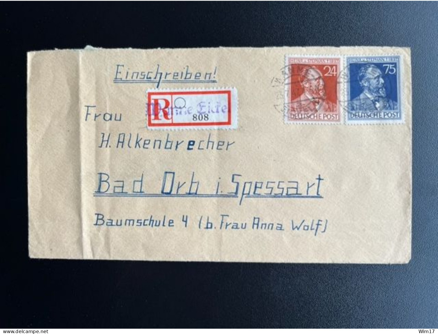 GERMANY 1947 REGISTERED LETTER WANNE EICKEL TO BAD ORB 23-07-1947 DUITSLAND DEUTSCHLAND EINSCHREIBEN - Interi Postali