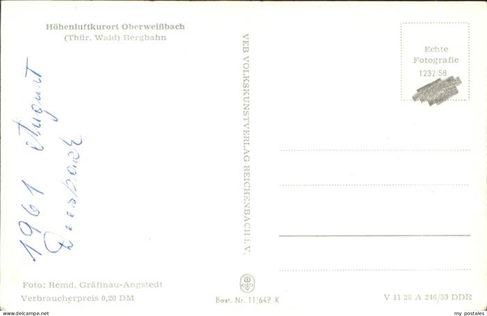 41226307 Oberweissbach Hoehenluftkurort, Bergbahn Oberweissbach - Oberweissbach