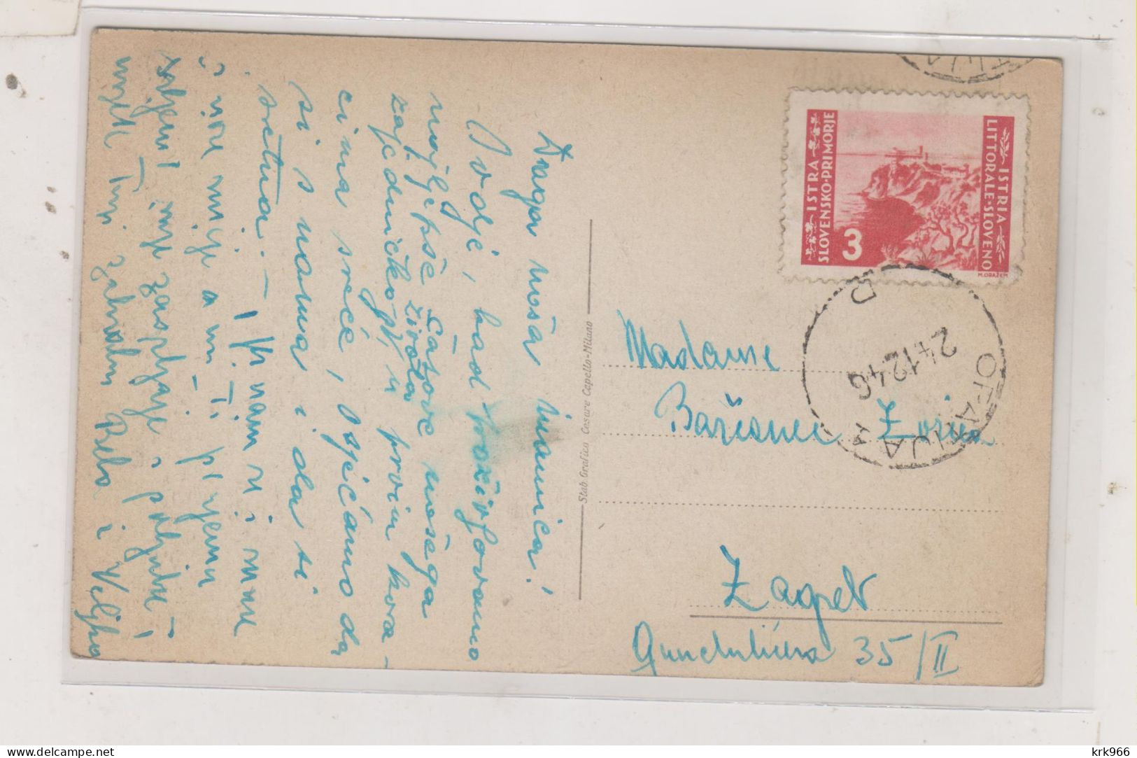 YUGOSLAVIA TRIESTE B ISTRA  1946  OPATIJA ABBAZIA Nice Postcard - Lettres & Documents