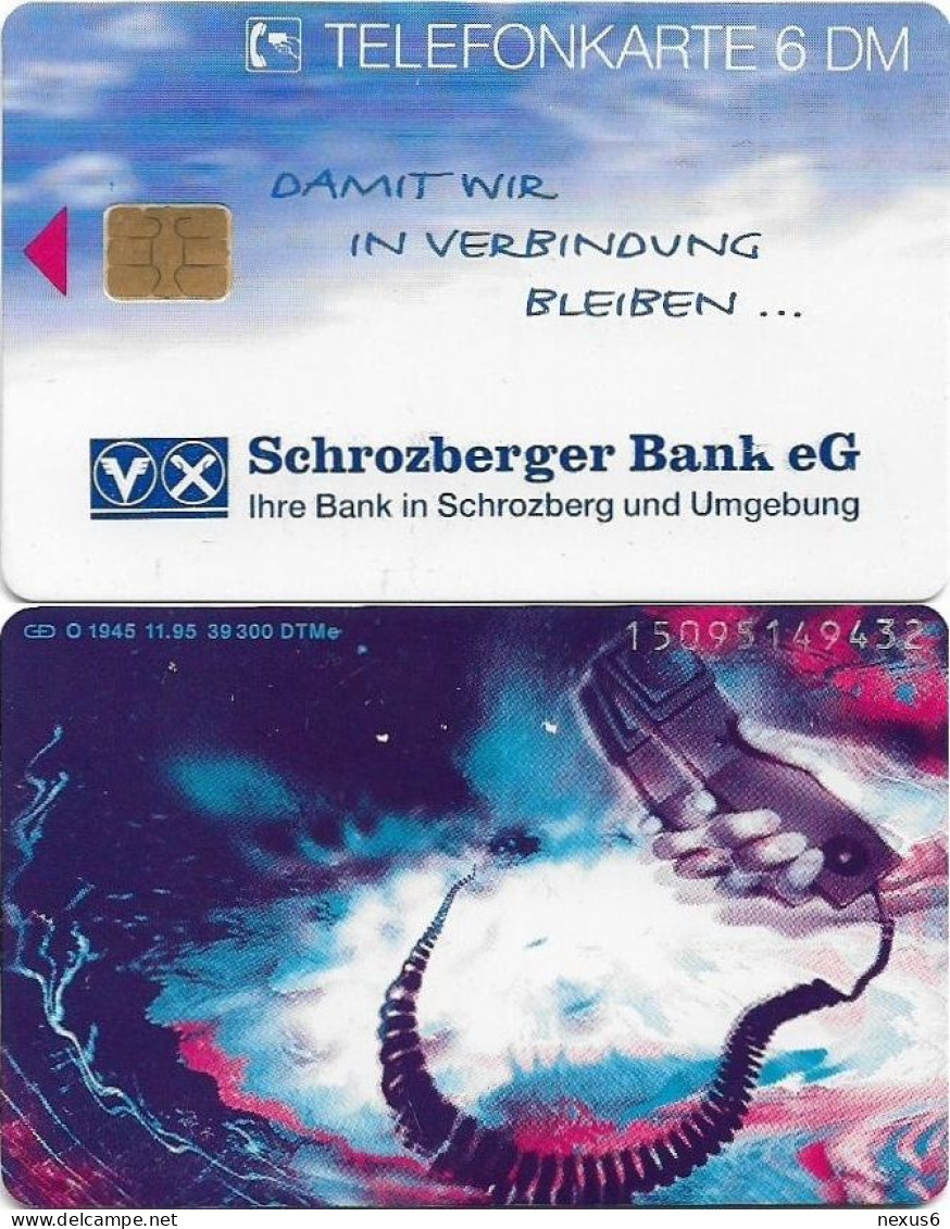 Germany - Volks Und Raiffeisenbanken (Abstract Design 2, ''Schrozberger Bank EG '') - O 1945-4 - 11.1995, 6DM, Used - O-Series: Kundenserie Vom Sammlerservice Ausgeschlossen