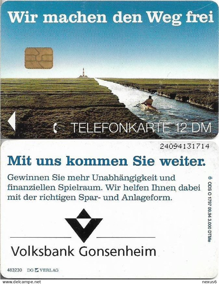 Germany - Volks Und Raiffeisenbanken (Canoe, ''Volksbank Gonsenheim'') - O 1797-1 - 09.1994, 12DM, Used - O-Series: Kundenserie Vom Sammlerservice Ausgeschlossen