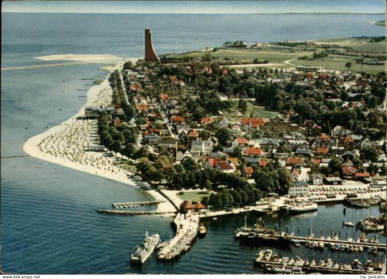 41225913 Laboe Ostseebad, Flugaufnahme, Hafen Laboe - Laboe