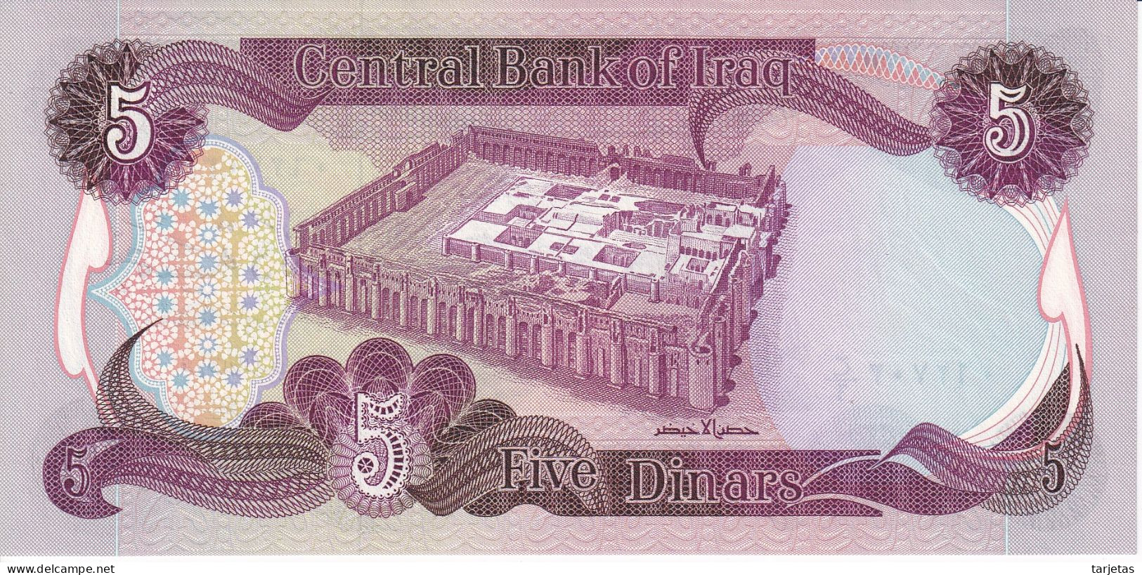 BILLETE DE IRAQ DE 5 DINARS DEL AÑO 1980 SIN CIRCULAR (UNC) (BANK NOTE) - Irak