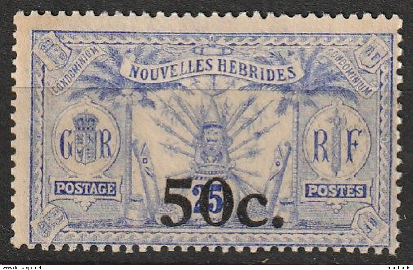 Nouvelles Hébrides Idole Indigène Surchargés 1911/1921 N°76 Neuf** Gomme Brunie - Ungebraucht