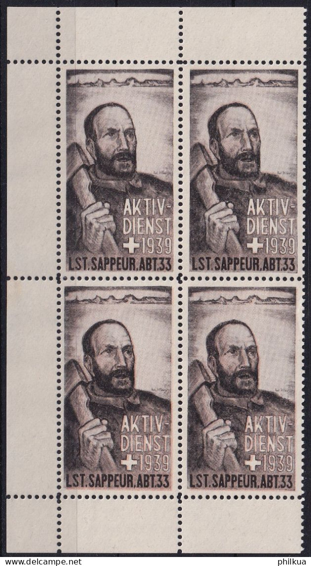 Sappeure 61 Gezähnter Vierer Block - Lst. Sappeur Abt. 33 - Postfrisch/**/MNH - Labels