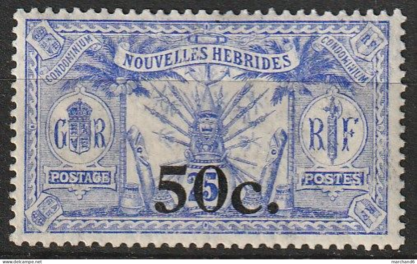 Nouvelles Hébrides Idole Indigène 1911/1921 Surchargés N°75 Neuf* Gomme Brunie - Nuevos