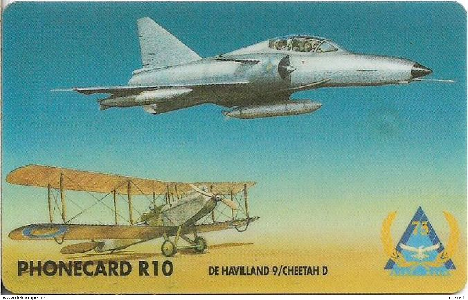 S. Africa - Telkom - De Havilland 9, Air Forces (Cn. Dashed Ø, Thin), Chip Siemens S30, 1995, 10R, Used - Sudafrica