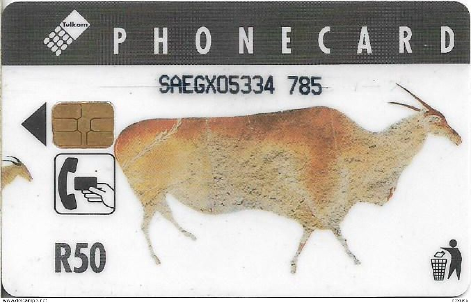 S. Africa - Telkom - Large Herd 2, (Cn. Normal 0, Bold), Chip Siemens S30, 1994, 50R, Used - Zuid-Afrika