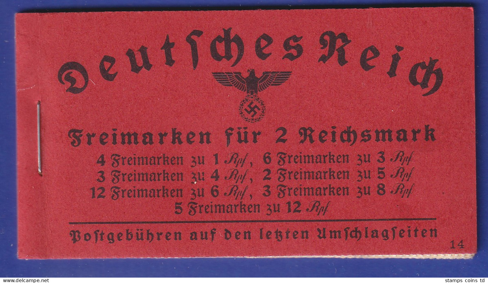 Deutsches Reich 1940/41 Markenheftchen Mi.-Nr. 39.4 Postfrisch ** - Carnets