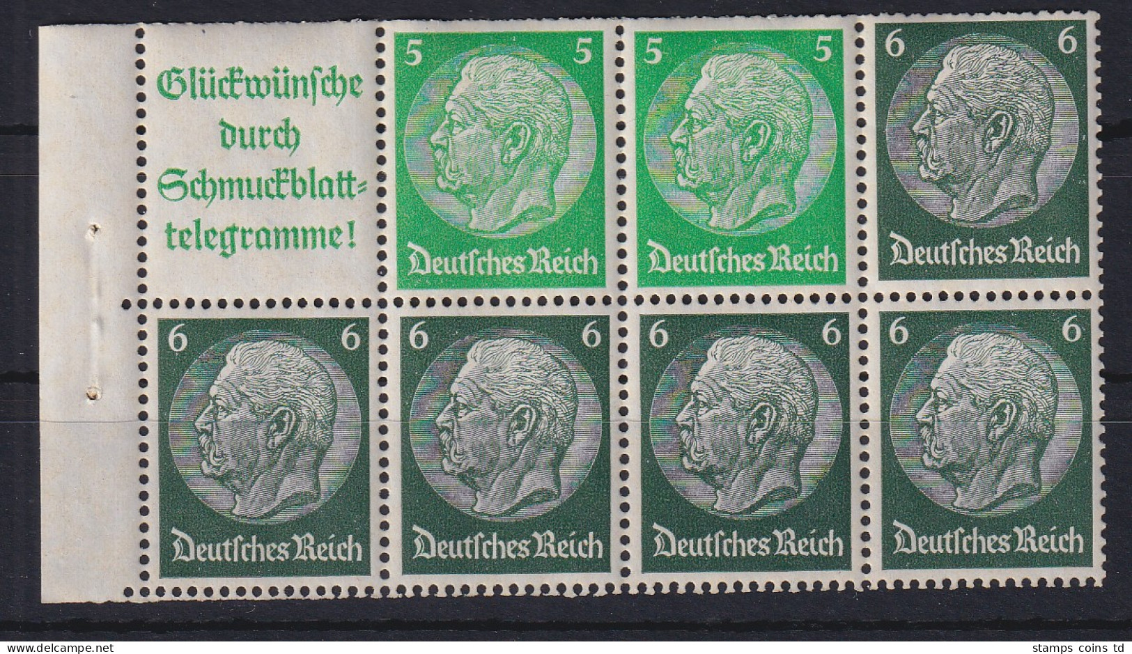 Dt. Reich 1940/41 Heftchen-Blatt Mi.-Nr. 99.1 B Oben Angetrennt Postfrisch ** - Postzegelboekjes