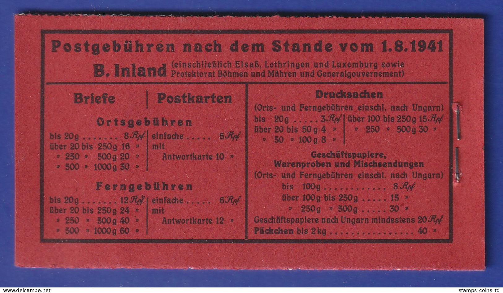 Deutsches Reich 1941 Markenheftchen Mi.-Nr. 48.3 Postfrisch ** - Postzegelboekjes