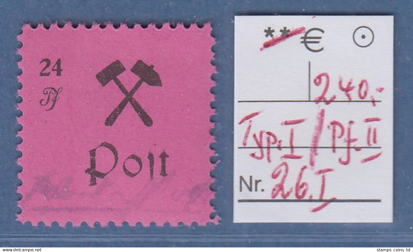 Lokalausgaben Großräschen 1945, 24 Pfg.-Wert Mi.-Nr. 26 I Mit PLF S Ohne Kopf ** - Mint