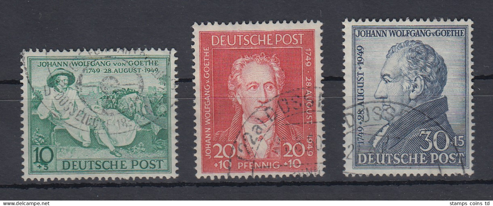 Bizone 1949 Goethe Mi.-Nr. 108-110 Satz 3 Werte Mit Sonder-O Düsseldorf - Afgestempeld