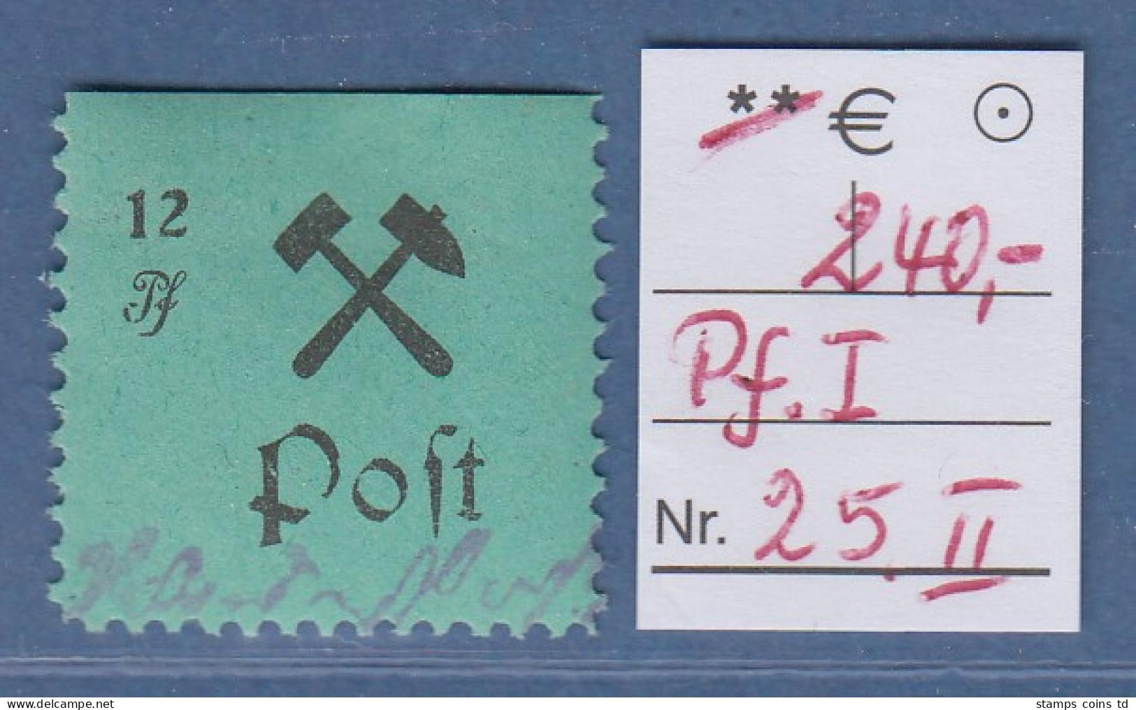 Lokalausgaben Großräschen 1945, 12 Pfg.-Wert Mi.-Nr. 25 II Mit PLF Offenes P **  - Mint