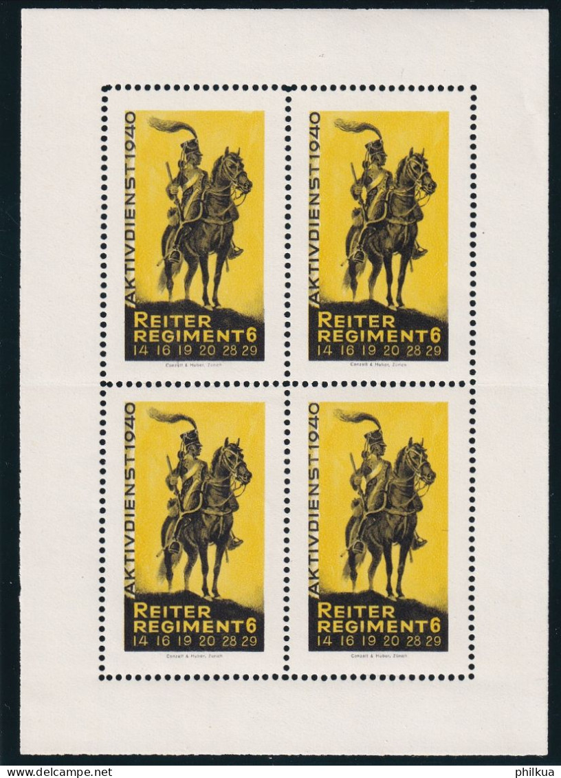 Kavallerie 4 Gezähnter Block Ohne Inschrift - Reiter Regiment 6  - Postfrisch/**/MNH - Etichette