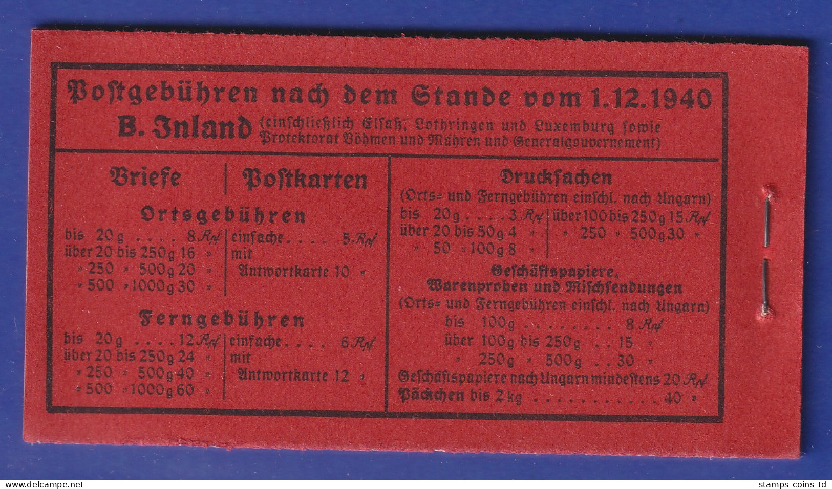 Deutsches Reich 1940/41 Markenheftchen Mi.-Nr. 39.5 Postfrisch ** - Booklets